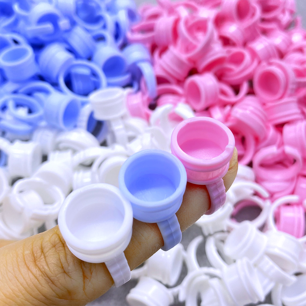 Eyelash Extension Repair - 100Pcs Disposable Glue Ring Cup For